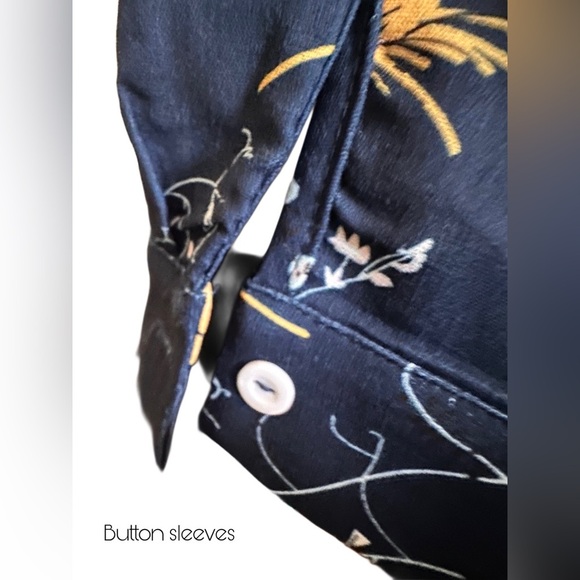 NEW WOMENS PRINTED FASHION LONG SLEEVE BUTTON DOWN V NECK CASUAL DRESS SHIRT L - Picture 3 of 5